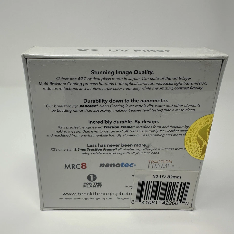 Breakthrough Photography X2 82mm UV MRC8 Nanotec Filter Traction Frame Camera - Image 2 of 4
