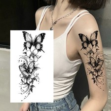 Black Butterfly Waterproof Temporary Tattoo Colorful Butterflies 6090