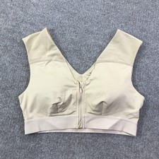 Tommie Copper Sports Bra Womens Large Beige Front Zip Copper Znergy Support