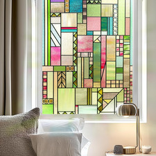 Colorful 3D Stained Glass Window Film - UV Blocking Heat Control 35.4"x78.7