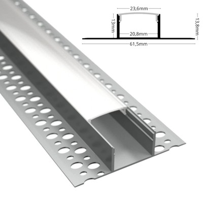 ALU Einbau Profil EINPUTZ-T Leiste Schiene Trockenbau Led Streifen + Abdeckung