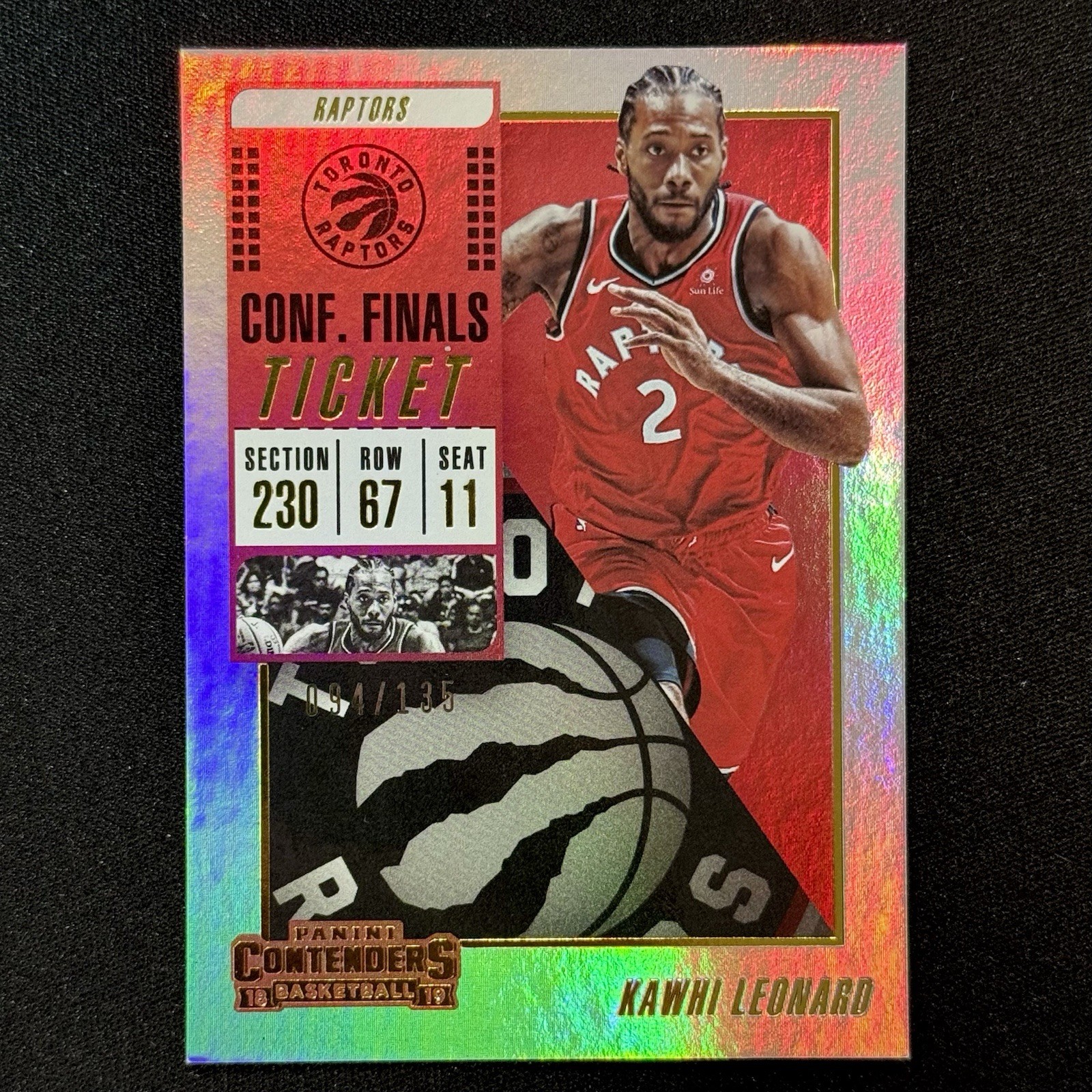 /135 Kawhi Leonard 2018-19 Panini Contenders Conf. Finals Ticket MVP Raptors 🔥