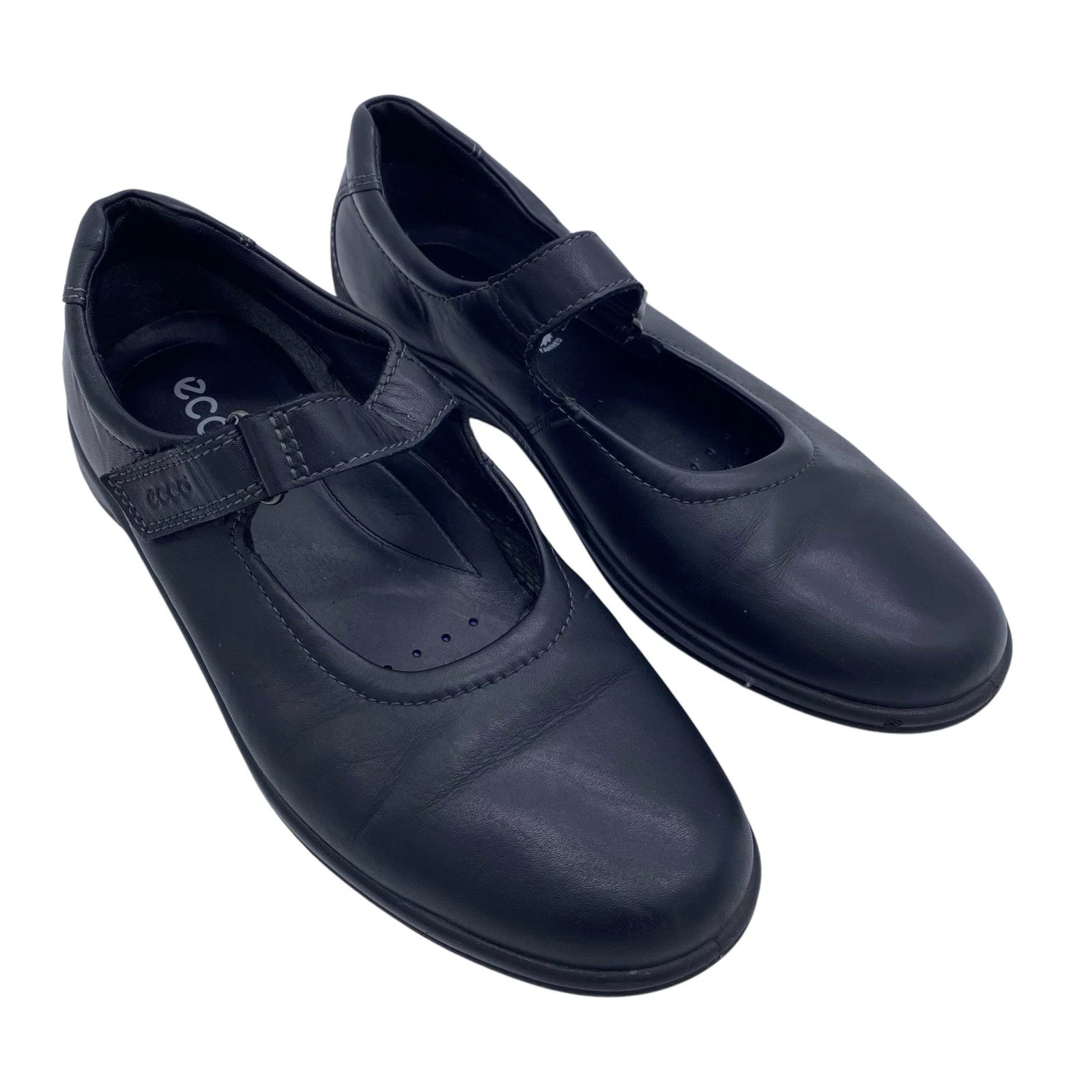 Scarpe basse ECCO Mary Jane in pelle nera donna 40 comode da passeggio regolabili