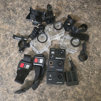 3 Action Camera Lot 4K Dragon Touch Vision 3 Apexcam Yolansin + Accessories