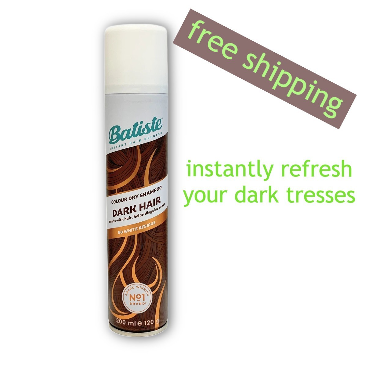 Batiste Colour Dry Shampoo Dark Hair Blends with no white residue 200 ML