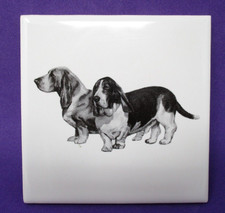 Bassett Hound Dogs Piastrella in Ceramica Cane da Collezione 4,25" x 4,25"