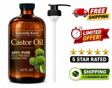 Organic Castor Oil Cold Pressed 16 Fl Oz 100 Pure Natural Glass Bottle