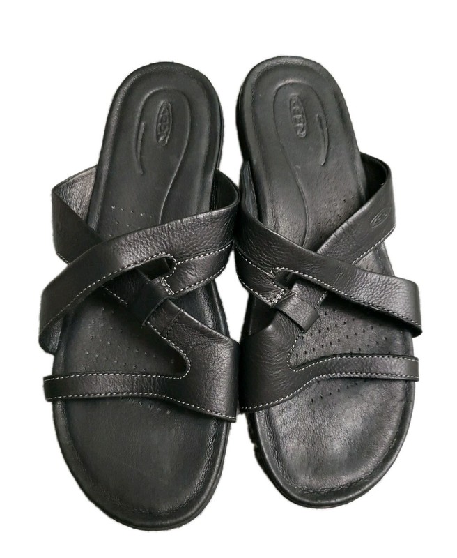 Keen Rose City Slide Sandal Size 11 Pebbled Leather Strappy Slip On Black