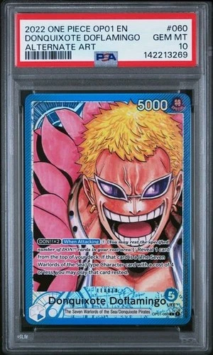 PSA 10 Donquixote Doflamingo OP01-060 Alt Art Leader One Piece Romance Dawn