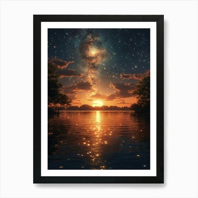 Sternennacht 68 Kunstdruck gerahmt Wandbild Poster Leinwanddruck Bild
