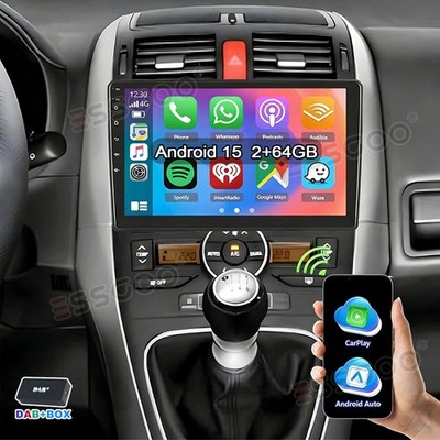 DAB+ Android 15 2+64GB Autoradio Carplay GPS WIFI SWC Für Toyota Auris 2006-2012