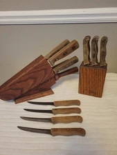 14pc Vintage Chicago Cutlery Kitchen Block Knife Set Wood Handle,Knife Sharpener