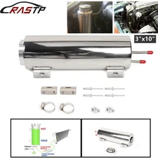 32OZ 3"x10" Polished Stainless Steel Radiator Coolant Overflow Catch Puke Tank