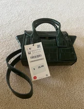 Crocodile Print Handbag Green Purse Mini
