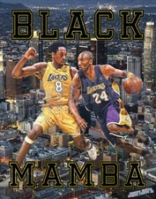 Los Angeles Lakers Lithograph print of Kobe vs Kobe  LA Buildings 2022 11 x 14