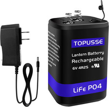 Rechargeable 6 Volt 4.5AH Lifepo4 Lantern Battery with Charger 1500 Cycles, 6V