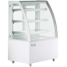 37" White 3-Shelf Curved Glass Refrigerated Bakery Display Case w/ LED Lighting