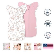 Transitional Swaddle Sleep Sacks for Baby Girls - Cuff Removable, 2-Pack