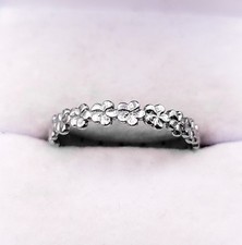 Vintage 14k White Gold Plumeria Wedding Band Flower Ring Frangipani Size 9