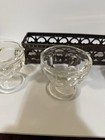 Set of 3 Clear Glass Open Salt Cellars with Black Metal Holder Tray — photo 4
