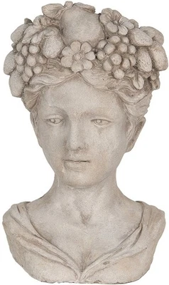 Clayre & Eef 6TE0492 Blumentopf für Innen Grau 22x21x35 cm Frauenkopf - Bild 1 von 4