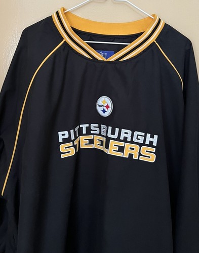 Pittsburgh Steelers V Neck Windbreaker Jacket Mens 2XL NFL Reebok Pullover - Picture 2 of 7