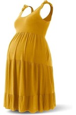 Rnxrbb Summer Maternity Dress Casual Sundress Cute -Ginger Yellow, choose size