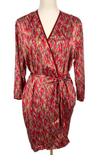 Oscar De La Renta Womens size S Pink Label Robe 3/4 Sleeve Multicolor v-neck