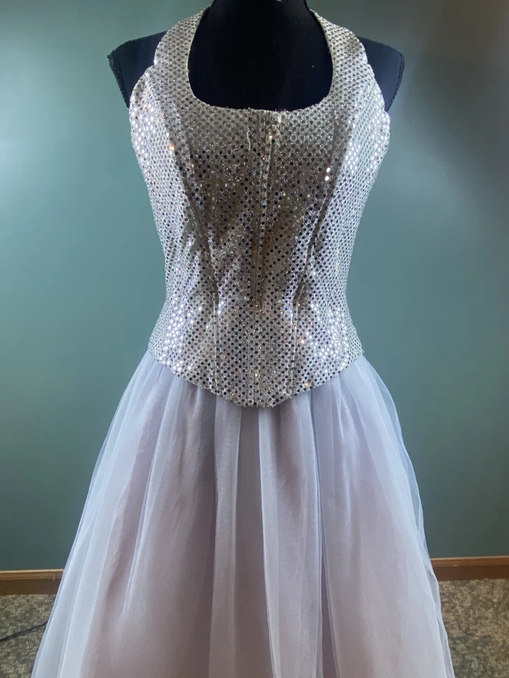 Vestido Corsé Roberta Largo Formal Lentejuelas Halter Para Mujer Talla 11/12 Hecho en EE. UU. Foto 3 de 4