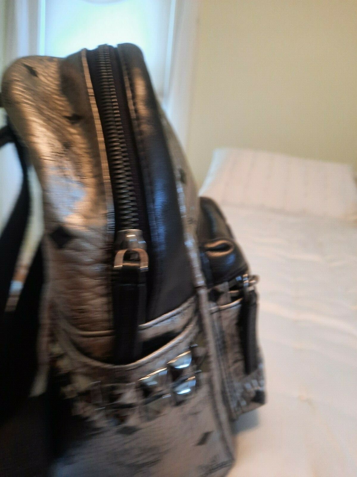AUTHENTIC MCM SMALL SILVER/BLACK BACKPACK - image 3