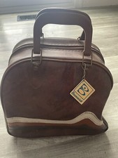 Brunswick Fireball 15.9lb with vintage Brunswick leather bag