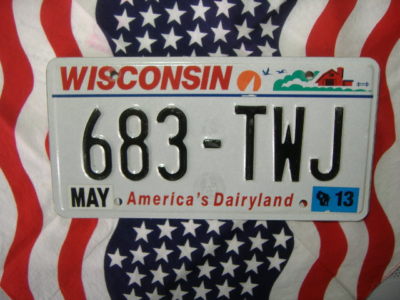 US WISCONSIN 683 TWJ DAIRY AUTO CAR KENNZEICHEN NUMMERNSCHILD PLATE DEKO OF USA 