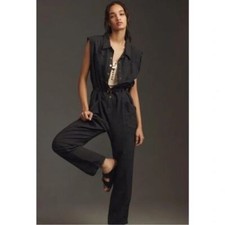 Anthropologie Pilcro Sleeveless Mechanic Romper Black Size Small NWOT