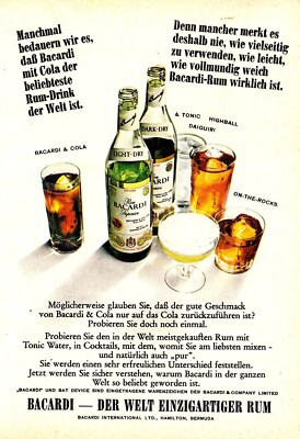 3w8529/ Alte Reklame von 1966   BACARDI   Der Welt einzigartiger Rum.