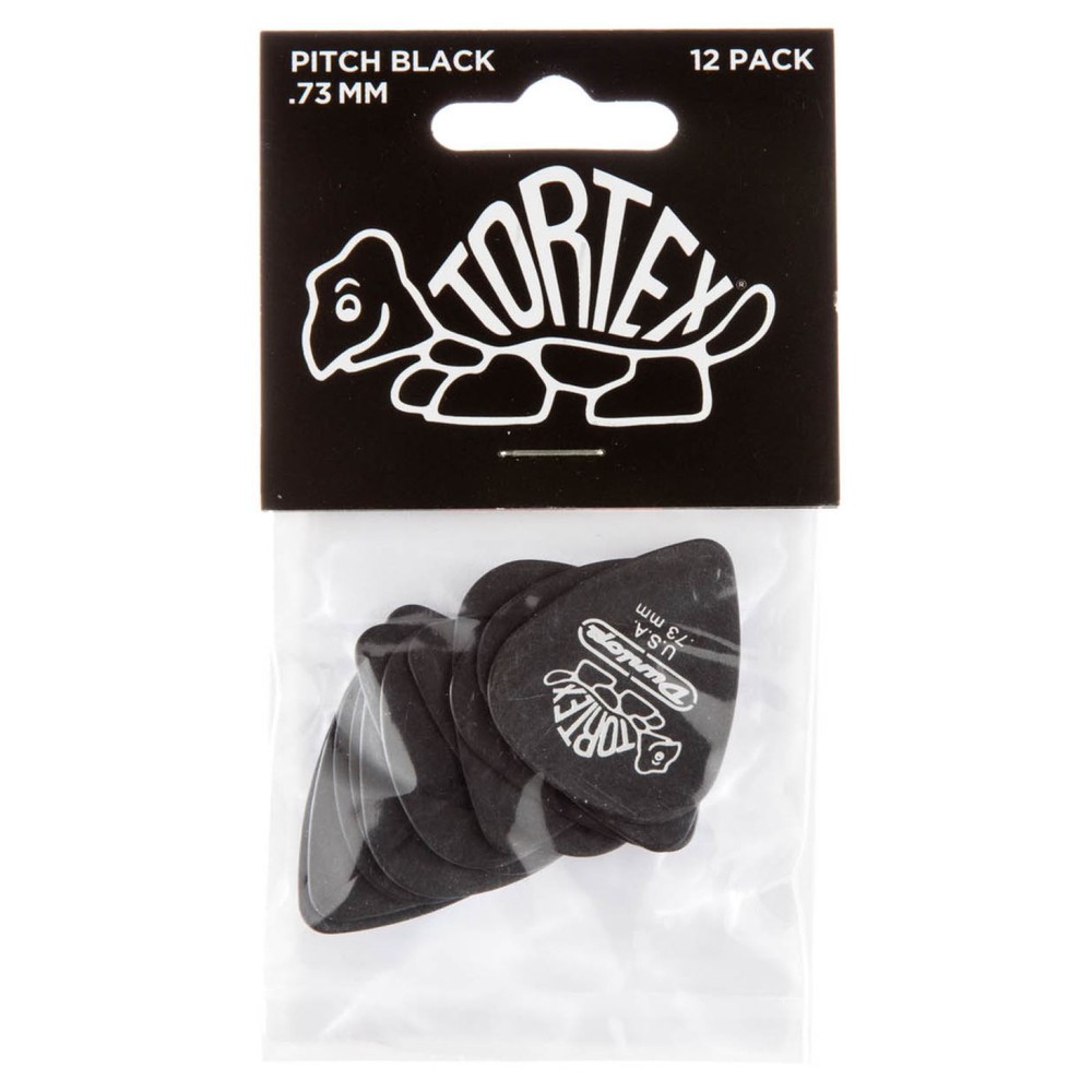Dunlop 488P.73 Tortex Pitch Black Standard Guitar Picks, .73mm, 12-Pack