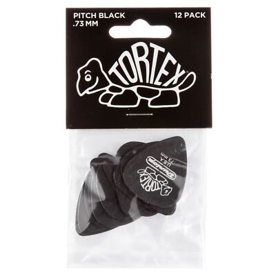 Dunlop 488P.73 Tortex Pitch Black Standard Guitar Picks, .73mm, 12-Pack