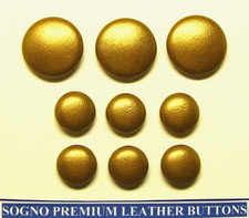 METALIC GOLD GENUINE LEATHER BUTTONS MADE IN USA Set of 9 for vintage outfit use