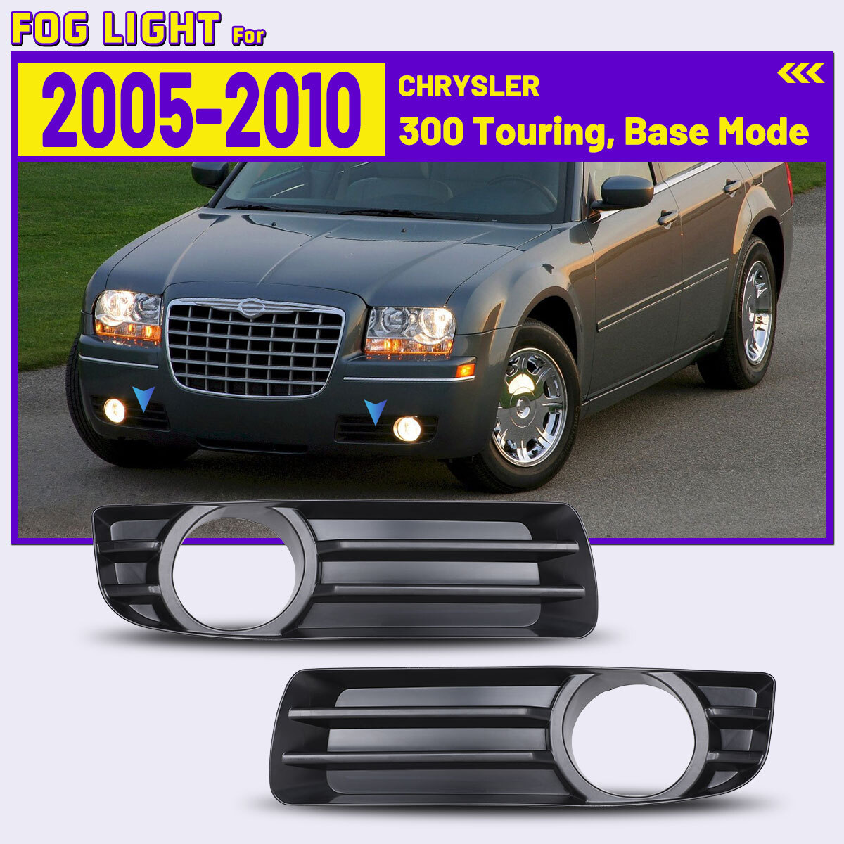 Bumper Fog Lights for 2005-2010 Chrysler 300 Assembly Lamps Wiring Kit Switch