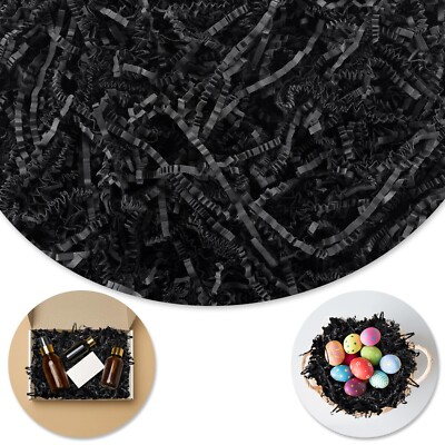 Darfukei 8oz Shredded Paper For Gift Baskets, Crinkle Paper, Black Crinkle Pa...