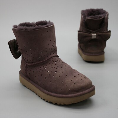 UGG Australia Ladies 5 Port Wine Classic Mini Stargirl Bow Ankle Boots - 1098475
