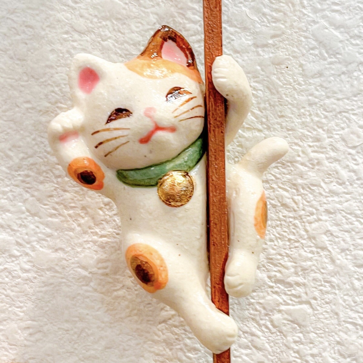 PENDULE MURALE JAPONAISE chat chanceux Manekineko poterie SETO Ware