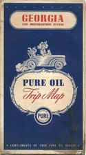 1947 PURE OIL Road Map GEORGIA Atlanta & Southeastern United States Rand McNally