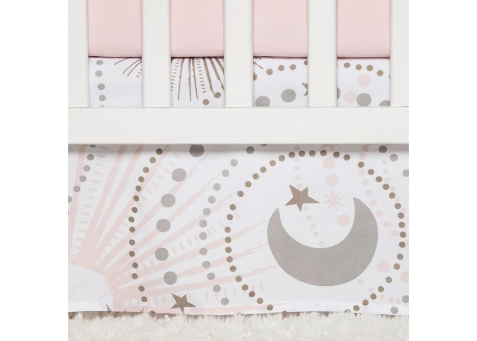 Sweet Jojo Designs Celestial Crib Bedding 11PC SET Pink Gold Silver Ruffles Dot — 第 3/4 张图片
