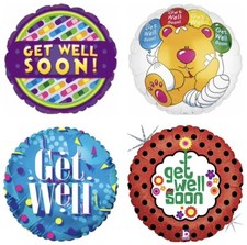 Get Well Soon! 18" Foil Balloon Options Get Well Foil Mylar Balloons  B