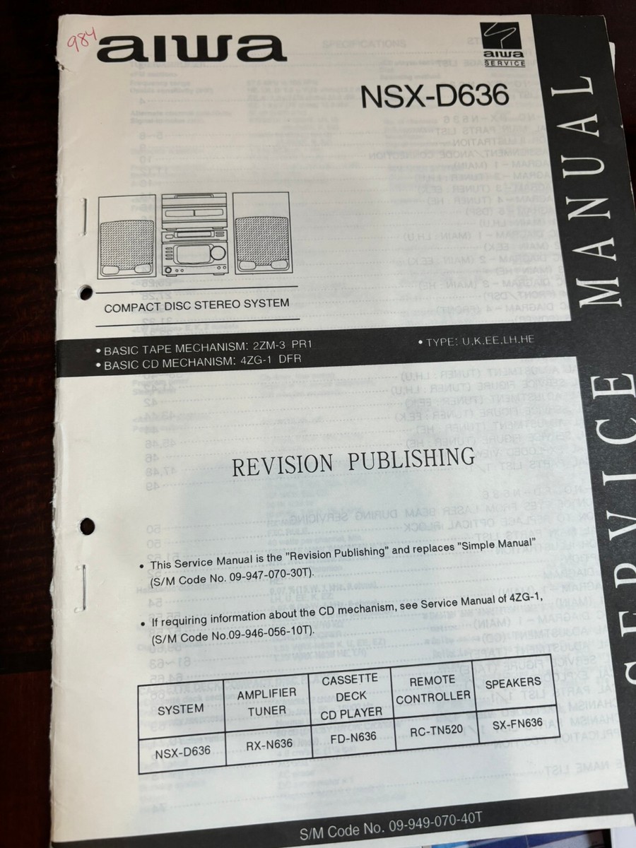 AIWA NSX-D636 RX-N636 FD-N636 Repair Service Manual 984 1775