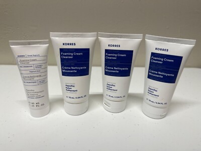 Korres Greek Yoghurt Foaming Cream Cleanser (3) 2.54oz & (1) 1.35oz Lot of 4