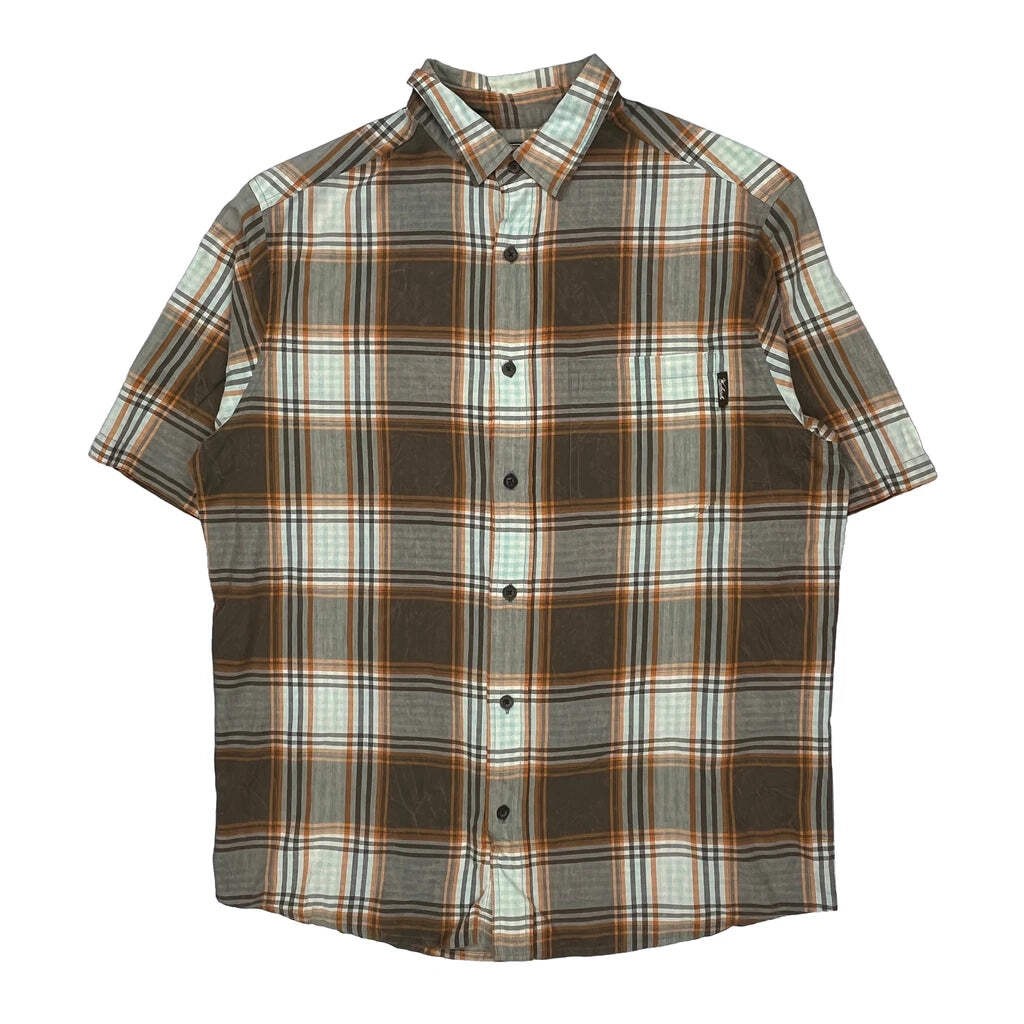 Woolrich Checked Short Sleeve Shirt - Large Brown Cotton