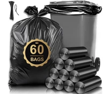 Plastics Black Trash Garbage Bag 55 Gallon 3 Mil  (60 Bag)