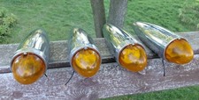(4) FOUR VINTAGE GUIDE LIGHTS M-B5 CAB LIGHTS SEMI AMBER RAT ROD CHROME TESTED!