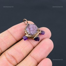 Daughters Day Sale Copper Carved Amethyst Gemstone Electroformed Pendant Jewelry